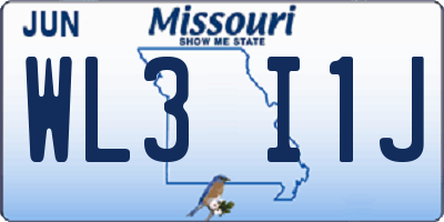 MO license plate WL3I1J