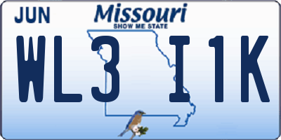 MO license plate WL3I1K