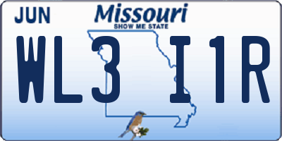 MO license plate WL3I1R