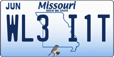 MO license plate WL3I1T