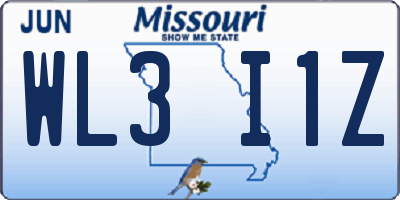 MO license plate WL3I1Z