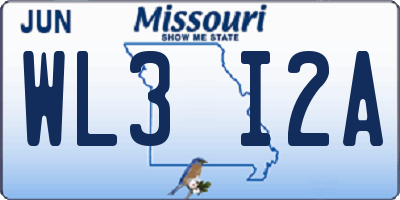 MO license plate WL3I2A