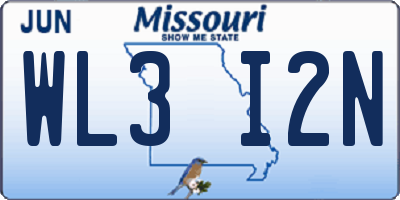 MO license plate WL3I2N