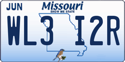 MO license plate WL3I2R