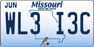 MO license plate WL3I3C