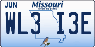MO license plate WL3I3E