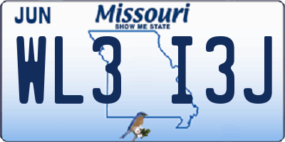 MO license plate WL3I3J