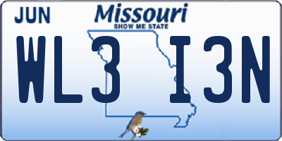 MO license plate WL3I3N