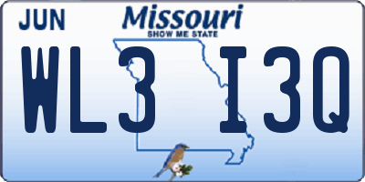 MO license plate WL3I3Q