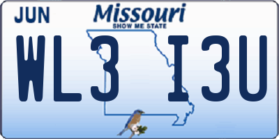 MO license plate WL3I3U