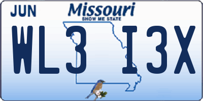 MO license plate WL3I3X