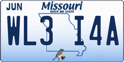 MO license plate WL3I4A