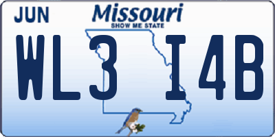MO license plate WL3I4B