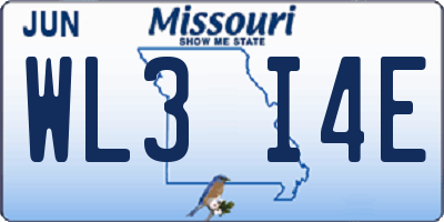 MO license plate WL3I4E