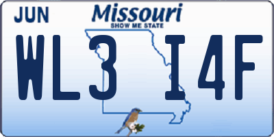 MO license plate WL3I4F