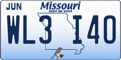 MO license plate WL3I4O