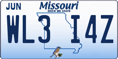 MO license plate WL3I4Z