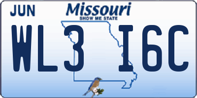 MO license plate WL3I6C