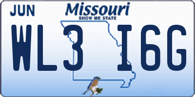 MO license plate WL3I6G