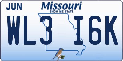 MO license plate WL3I6K