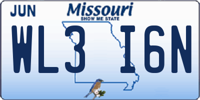 MO license plate WL3I6N