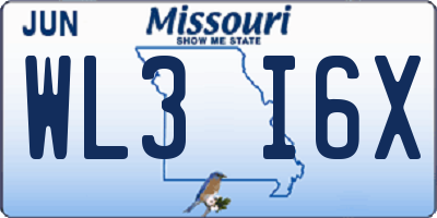 MO license plate WL3I6X