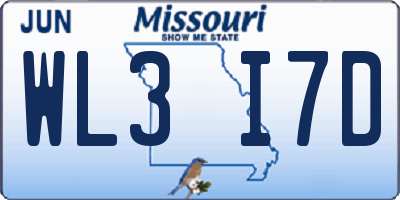 MO license plate WL3I7D
