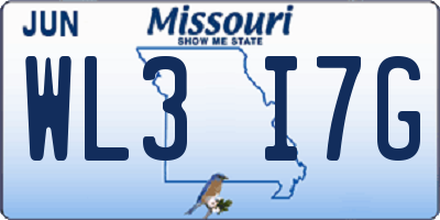 MO license plate WL3I7G