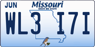 MO license plate WL3I7I