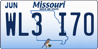MO license plate WL3I7O