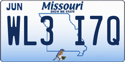 MO license plate WL3I7Q