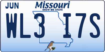 MO license plate WL3I7S