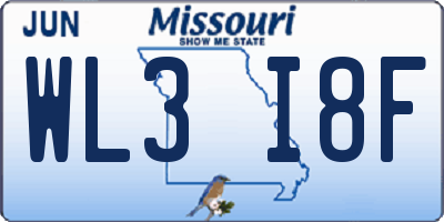 MO license plate WL3I8F