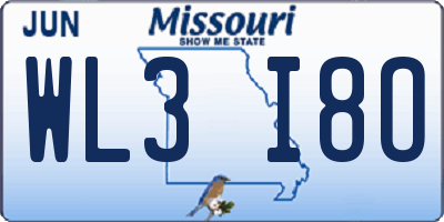 MO license plate WL3I8O