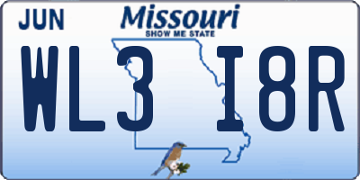 MO license plate WL3I8R