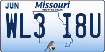 MO license plate WL3I8U