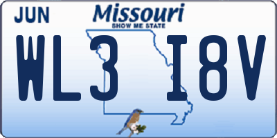 MO license plate WL3I8V