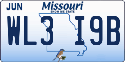 MO license plate WL3I9B