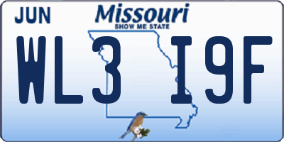 MO license plate WL3I9F