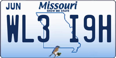 MO license plate WL3I9H