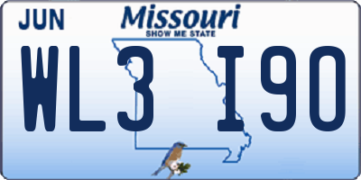 MO license plate WL3I9O