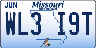 MO license plate WL3I9T