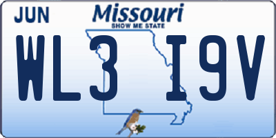 MO license plate WL3I9V