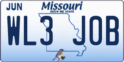 MO license plate WL3J0B