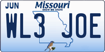 MO license plate WL3J0E