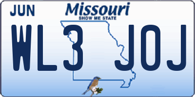 MO license plate WL3J0J