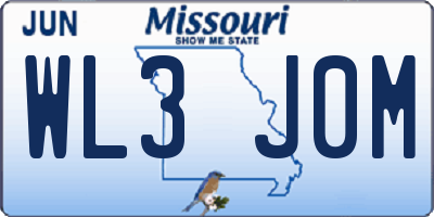 MO license plate WL3J0M