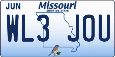 MO license plate WL3J0U