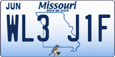 MO license plate WL3J1F