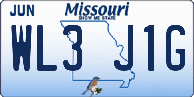 MO license plate WL3J1G